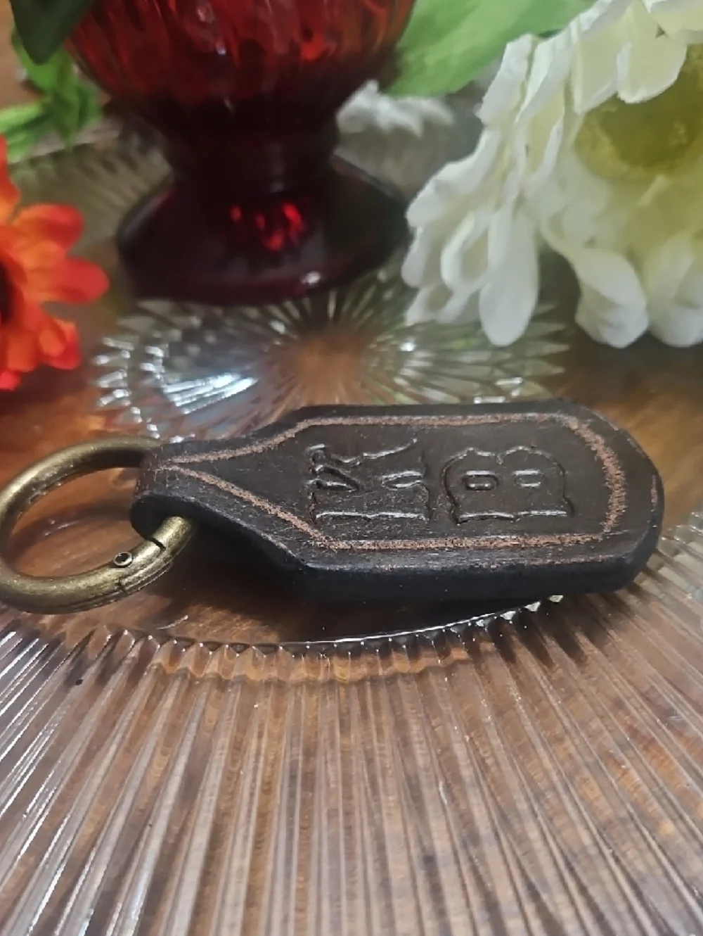 Hand Crafted Tooled Genuine Leather Key Chain NEW Personalized CUSTOM per Order